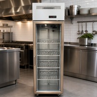 Réfrigérateur commercial vertical à porte vitrée simple pour boissons, refroidissement par air, avec éclairage LED, pour café, bar, salon de thé