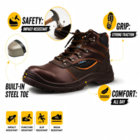AOXIANG Chaussures de sécurité unisexe anti-perforation à embout d'acier, tige en cuir, doublure en maille, semelle intermédiaire en PU, semelle extérieure en PU, coupe mi-haute, printemps-été, usine, hiver