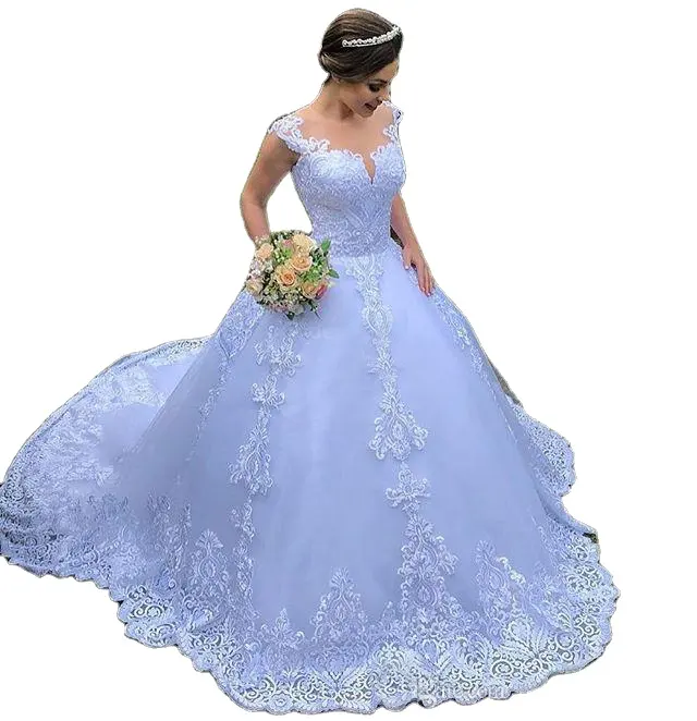 2024 लक्ज़री लेस ब्राइड ड्रेस अद्भुत नेक रोब प्रिंसेस कढ़ाई शादी की पोशाक MWA508