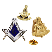Pin de Solapa Masónico Personalizado de Aleación de Zinc Metálica Hueca, Chapado en Oro, con Esmalte Duro, para Traje