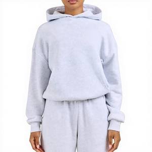 Wholesale High Quality 100% Cotton Knitted Hooded Women's Oversized Heavyweight Eco-Friendly Winter Casual Hoodie Custom Front - Product Image 5