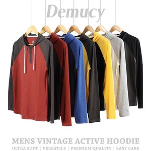 Chemise à manches longues à capuche pour homme Demucy, en jersey léger, respirant, pour l'entraînement sportif, décontractée, à la mode, avec cordon de serrage et boutons - Product Image 3
