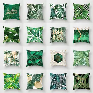 Excellent Quality Sofa Home Decorative New Green Leaf Pillow Case Tropical Plant Cushion Cover DRD225