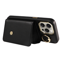 Casing Ponsel Akordion Crossbody untuk iPhone 15 Pro Max, Dompet 7 Kartu, Pemblokir RFID, Penyangga Cincin Anti Benturan, Perlindungan 360 Derajat