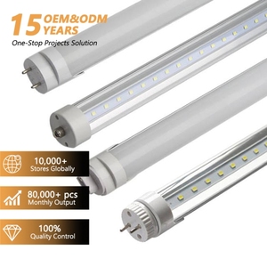 <span class=keywords><strong>Tube</strong></span> <span class=keywords><strong>LED</strong></span> T8 pour éclairage intérieur, haute luminosité 100LM/W 120LM/W 130LM/W 150LM/W, 600MM 900MM 1200MM 1500MM - Product Image 1