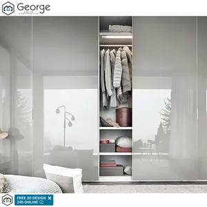 Modern Luxury Sliding Door Floor To Ceiling Wardrobe Modern Glossy Closets Modular Walk In Bedroom Wardrobe