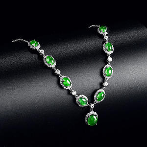 Pendentif en jadéite verte naturelle, collier de luxe, incrustation en argent S925, accessoires pour femmes, bijoux, certificat d'évaluation D236 - Product Image 1