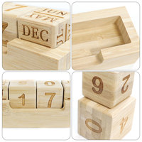 Calendrier de bureau perpétuel en bloc de bambou écologique, calendrier en bois avec mois, date, semaine, cube, décoration de table de bureau