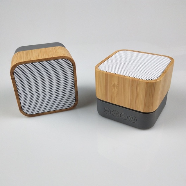 Bamboo Unique Portable Pocket Creative Rechargeable Mini Wireless Bluetooth Speaker Square Bamboo Wood TWS Speaker