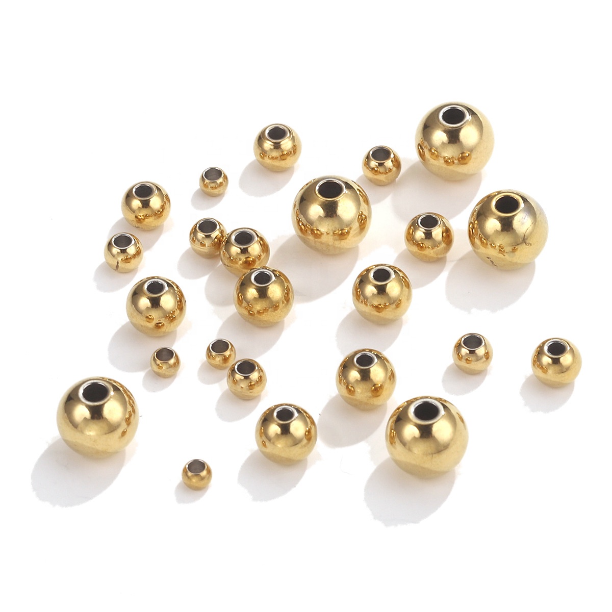 Hot Selling 18k Gold Metal Beads Spacer Round Metal Beads Bracelet Accessories For Jewelry Making