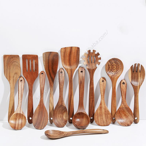 Cuillère de cuisine en bois dur naturel antiadhésive LT118, écologique, à long manche, pour la cuisson (vente en gros) - Product Image 1