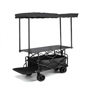 Carrito Plegable de Acero de Gran Capacidad con Toldo Desmontable, Vagoneta Utilitaria para Exteriores, Portátil para Campamentos y Mercados Nocturnos - Product Image 3