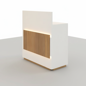 Mostrador de Caja Moderno para Comercio Minorista, Mostrador de Recepción LED de Diseño, Mostrador de Facturación para Tienda con Gabinete de Almacenamiento, Acabado de Madera Premium Personalizado - Product Image 5