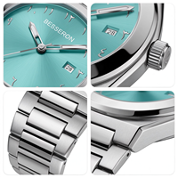 Montre à quartz de luxe en acier inoxydable avec cadran arabe OEM ODM, résistante à l'eau 5 ATM, verre saphir luminescent pour hommes