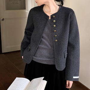 Custom 2025 Autumn Winter Women Tweed <strong>Jacket</strong> Cropped Wool Blend Coat Single Breasted Slim Fit Office Casual French Luxury Style - Product Image 4