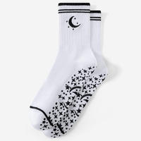 Chaussettes de yoga antidérapantes mi-longues pour femmes, idéales pour le Pilates et le ballet, en coton respirant, avec logo personnalisé, vente en gros