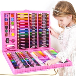 Conjunto de arte para dibujar y pintar para niños, con crayones, pasteles al óleo, rotuladores de acuarela, herramientas de lápiz de colores, regalo para niños y niñas, 168 Uds. - Product Image 1