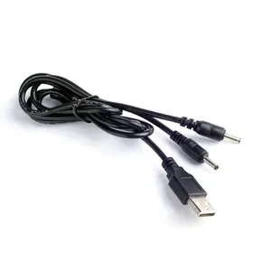 Câble d'alimentation CC 2 en 1 USB 2.0 Type A Mâle vers DC 5.5*2.5mm 5525 DC 3.5*1.35mm Câble d'alimentation