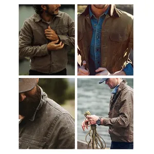Giacca Maden da <span class=keywords><strong>uomo</strong></span> con collo alto, in tessuto cerato, nuova versione, cappotto da <span class=keywords><strong>uomo</strong></span> di colore scuro, stile Amekaji, impermeabile, vintage. - Product Image 4