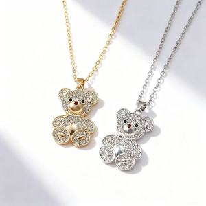 <span class=keywords><strong>Hotsale</strong></span> collar de moda para niños con gran oso de peluche colgante de cobre chapado en oro cadena de eslabones de acero inoxidable joyería de moda - Product Image 5