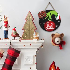 Guirnalda decorativa <span class=keywords><strong>de</strong></span> Feliz Navidad al por mayor 30x30cm cartel <span class=keywords><strong>de</strong></span> porche <span class=keywords><strong>de</strong></span> Navidad redondo decoración <span class=keywords><strong>de</strong></span> <span class=keywords><strong>madera</strong></span> y tablero <span class=keywords><strong>de</strong></span> exhibición colgante - Product Image 3