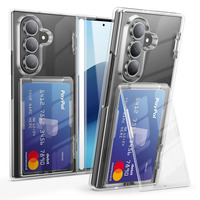 Étui de téléphone pliable transparent anti-jaunissement avec porte-cartes, support et charnière magnétique, protection intégrale antichoc pour Samsung Galaxy Z Fold 8 Ultra