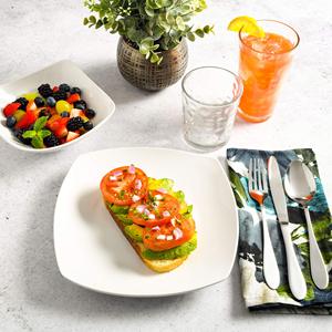 New loại Top bán Zen tự chọn tấm vuông gốm trắng đồ ăn Bộ đồ ăn tấm gốm thiết lập của 4 Mảnh - Product Image 6