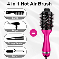 Brosse Soufflante Chauffante OEM 4-en-1 Ionique Infrarouge Double Tension 1000W avec Filtre Amovible – Fournisseur en Gros