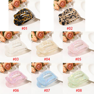 PVC piatto rotondo capelli artiglio per la ragazza colorato acetato forato semicircolare pinze per capelli nuovi pieghevoli mollette all'ingrosso - Product Image 5