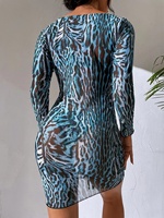 Nouveau Maillot de Bain Sexy pour Femmes, Vente Chaude, Bikini Bleu Imprimé Léopard, Maillot de Bain Long en Maille Trois Pièces, Entreprise de Fabrication
