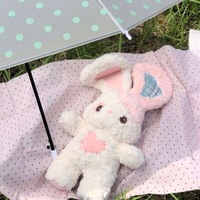 Peluche Lapin Vintage Patchwork en Gros, Adorable Lapin Asymétrique à Longues Oreilles pour Décoration de Chambre d'Enfant, Cadeau de Fêtes