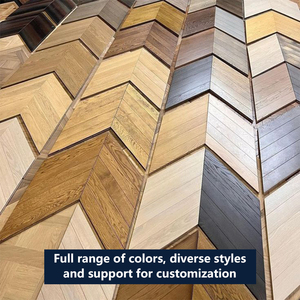 Parquet en bois massif chêne chevron certifié CE, qualité AB, durable, brossé, multicouche 15 mm pour immeuble de bureaux - Product Image 5