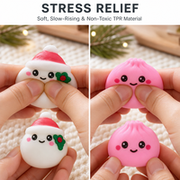 Calendrier de l'Avent de Noël 24 pièces – Adorable ensemble de jouets anti-stress en forme de boulettes en TPR à presser pour le bureau