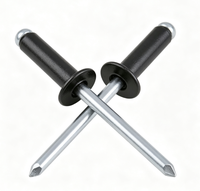 Rivets à tête ronde ouverte en acier aluminium noir peint 1/4''x1/2'', 1/4''x3/4'', 1/4''x1''