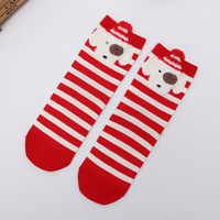 Décoration de Noël de haute qualité nouveau Style dessin animé rayé en trois dimensions avec oreilles mi-tube chaussettes noël femmes chaussettes