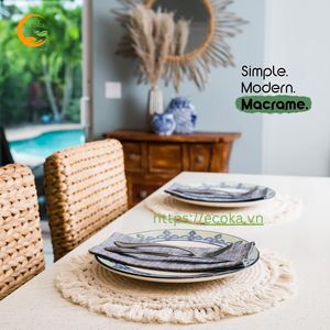 Boho Home Decor Handmade Cotton Macrame Tassel Eco-Friendly <b>Round</b> <b>Placemat</b> & Coaster for Party Wedding - Product Image 5