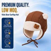 Chapeau de trappeur avec oreilles d'ours, doublure matelassée en fausse fourrure, cache-oreilles et sangle de menton pour tout-petits, enfants, vente en gros