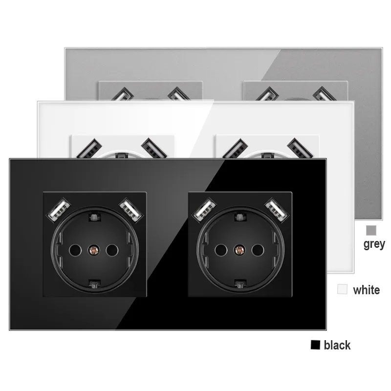 EU-Standard doppel-USB-Wandsteckdose 157 * 86 mm mit Stecker in Deutschland 16 A Nennstrom 2 Wechselstromverschlüsse Steckdose für Deutschland