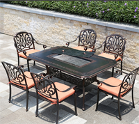 Mobilier de jardin en fonte d'aluminium, Barbecue, Table de Barbecue, foyer, Table à manger, Barbecue au charbon de bois