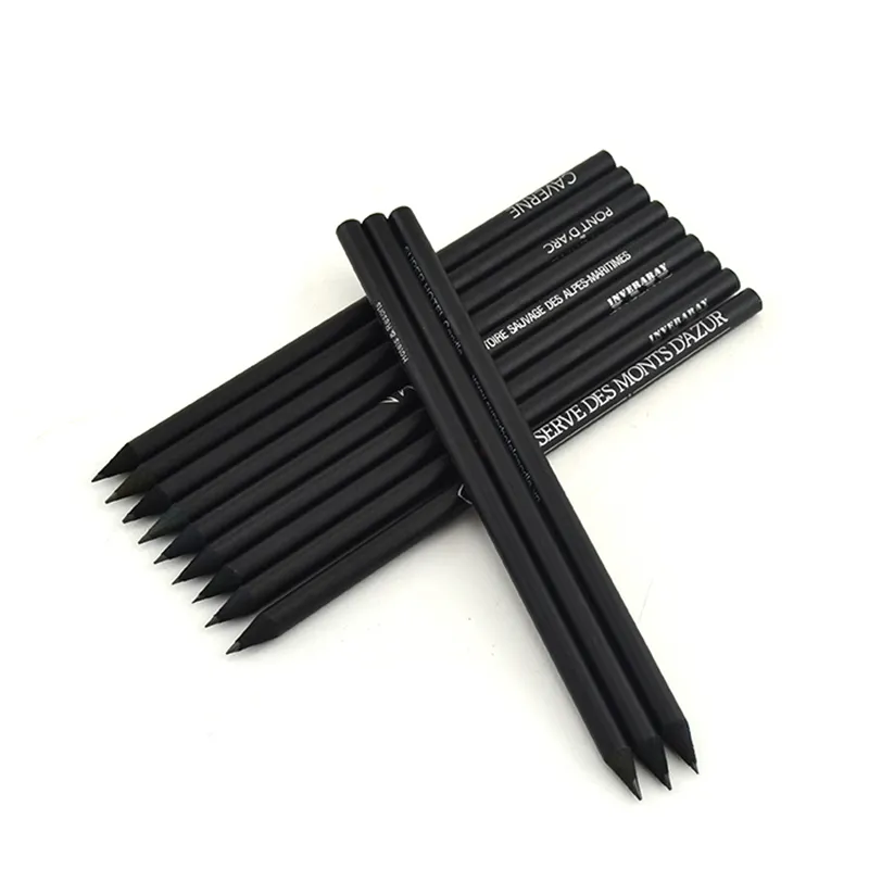 Lápiz de madera negro con logo personalizado, lápiz de 7 pulgadas con borrador, material escolar, CA65 TRA