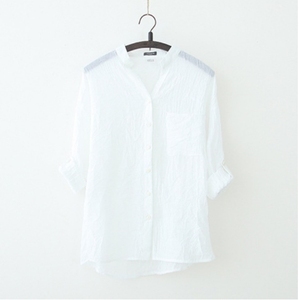 Áo sơ mi nữ Liu Ming bán chạy năm <span class=keywords><strong>2025</strong></span>, thiết kế logo tùy chỉnh, mùa hè, kiểu vintage, chất liệu cotton linen, màu trơn, dáng rộng, tay dài - Product Image 3