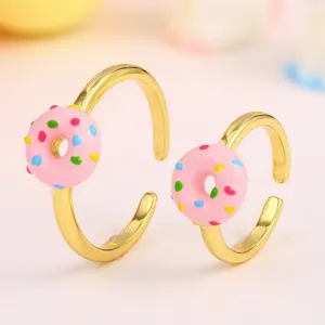 Joyería personalizada delicada moda niños joyería lindo Donut apertura anillos ajustables hipoalergénico esmalte joyería anillos para niños