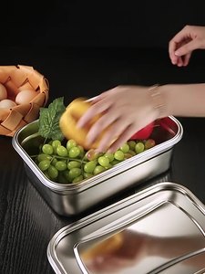 Bac à légumes en acier inoxydable boîte <span class=keywords><strong>de</strong></span> <span class=keywords><strong>rangement</strong></span> pour réfrigérateur boîte alimentaire <span class=keywords><strong>rectangulaire</strong></span> grande capacité bol <span class=keywords><strong>de</strong></span> restauration rapide boîte à lunch avec couvercle - Product Image 5