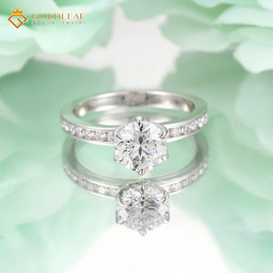 Anillo de Compromiso Goldleafgem Personalizado de Oro Blanco de 10k, 14k, 18k con Diamante Cultivado en Laboratorio de Corte Redondo de 1CT, 2CT, 3CT DEF CVD HPHT, con Certificado IGI - Product Image 2
