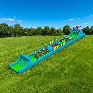 Parcours d'obstacles gonflable modulaire géant commercial en PVC 0,55 mm pour événements de course 5K, jeux, château gonflable et toboggan à louer en Europe, modèle DFRL - Product Image 1