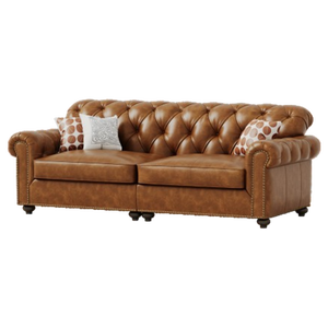 Juego de Sofás de Cuero y Madera Sólida, Estilo Rústico Americano, 123 Configuraciones, Relleno de Esponja, Muebles para Sala de Estar - Product Image 1