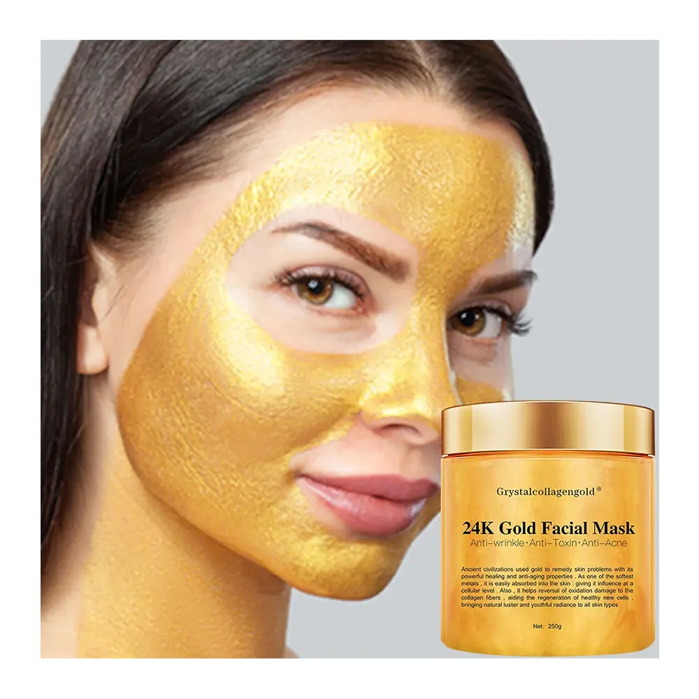 Reduce las arrugas de líneas finas, elimina el acné, reduce los poros, humecta las empresas, rejuvenece el colágeno, mascarilla Facial de oro de 24K