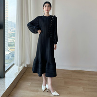 Début du printemps nouveau tridimensionnel plissé brodé léger luxe doux a-ligne français lourd artisanat lanterne manches élégant