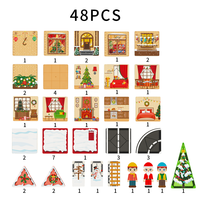 Scène de maison de Noël en tuiles magnétiques transparentes avec figurines et accessoires de piste, jouet de construction DIY, vente en gros