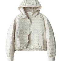 Veste d'hiver décontractée et chaude pour femmes, à capuche, réversible, en duvet, avec doublure en nylon, logo et détails boutonnés